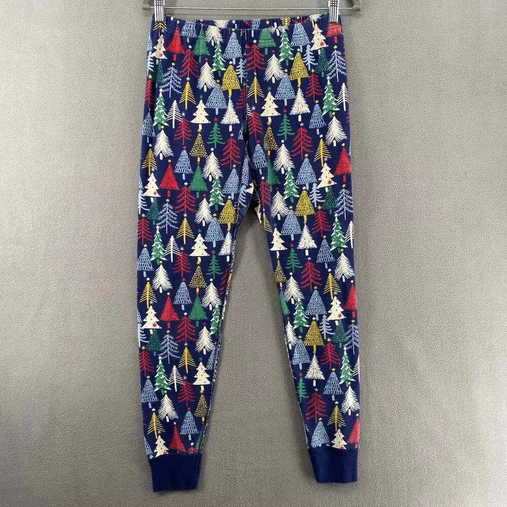 Hanna Andersson Twinkly Trees on Navy Holiday‎ Pajama Pants Womens M Christmas